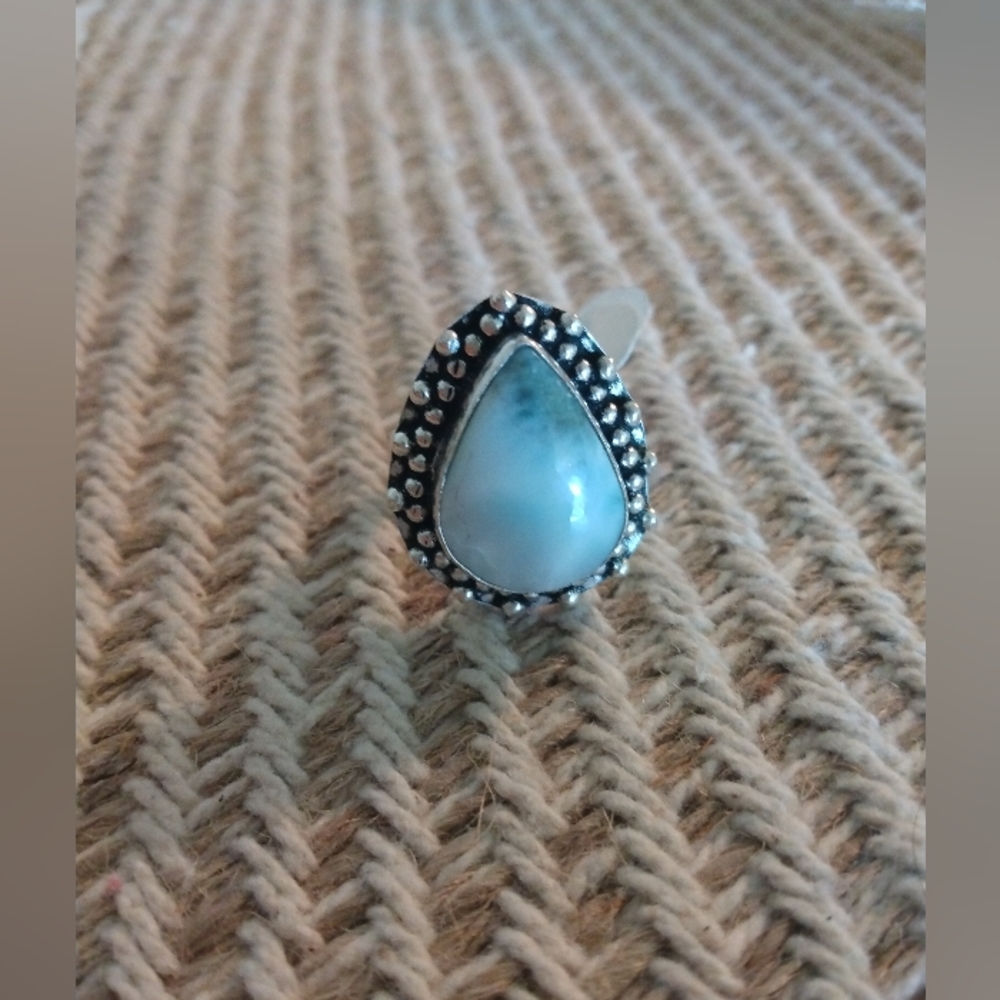 LARIMAR  GENUINE STONE AND SILVER RING NWOT S:6